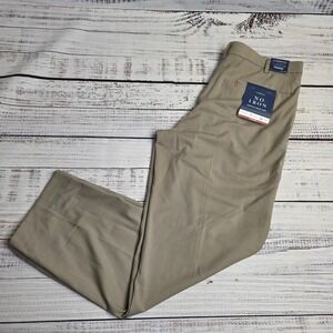 Croft & Barrow No Iron Classic‎ Fit Beige Dress Pants 36x30 Flat Front Stretch